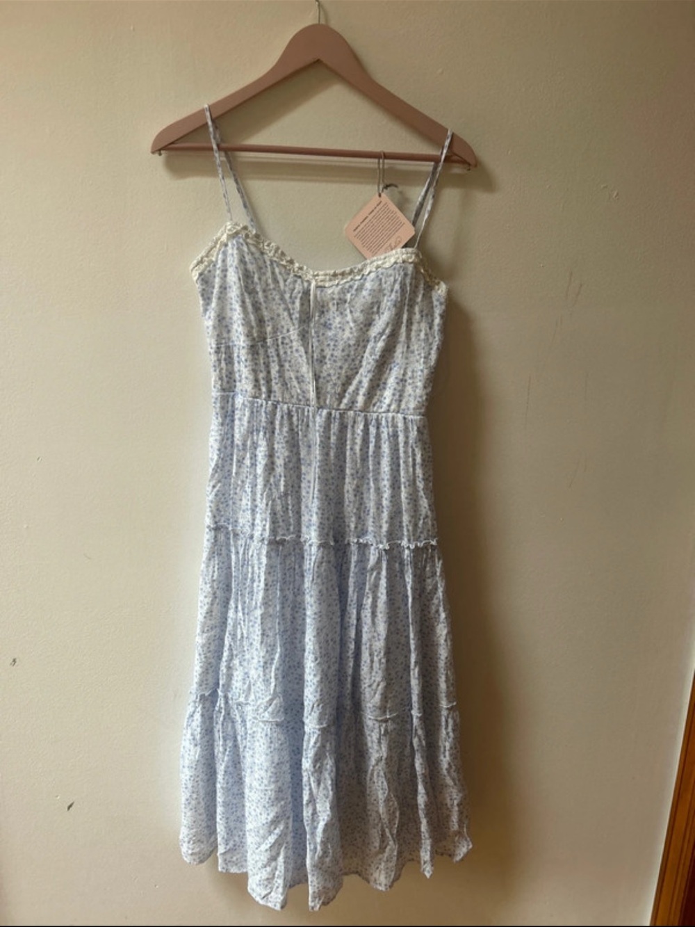 Trixxi Light Blue Floral Spaghetti Strap Midi Dress